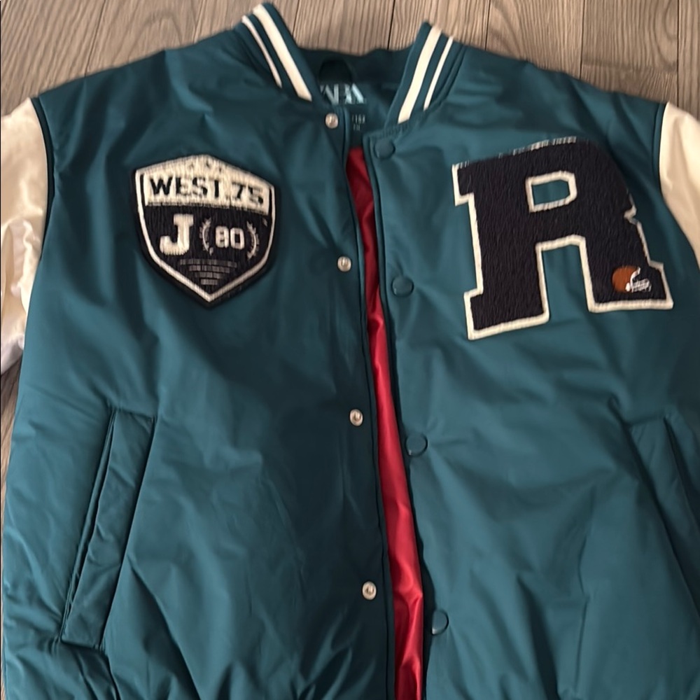Zara Kids Teal and White Puffer Jacket